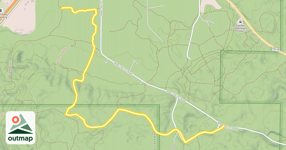 Map of Uhrenholdt Trail;Seeley Hills Ski 7.5k