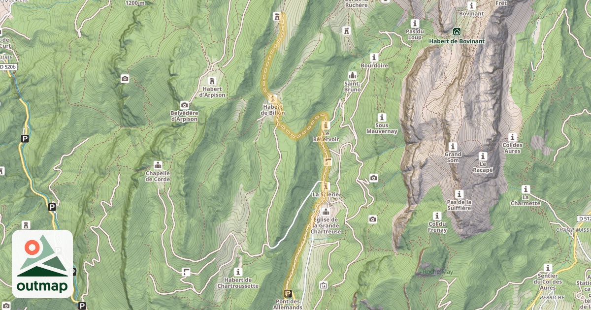 Map of Col de l'Aliénard — Pont des Allemands