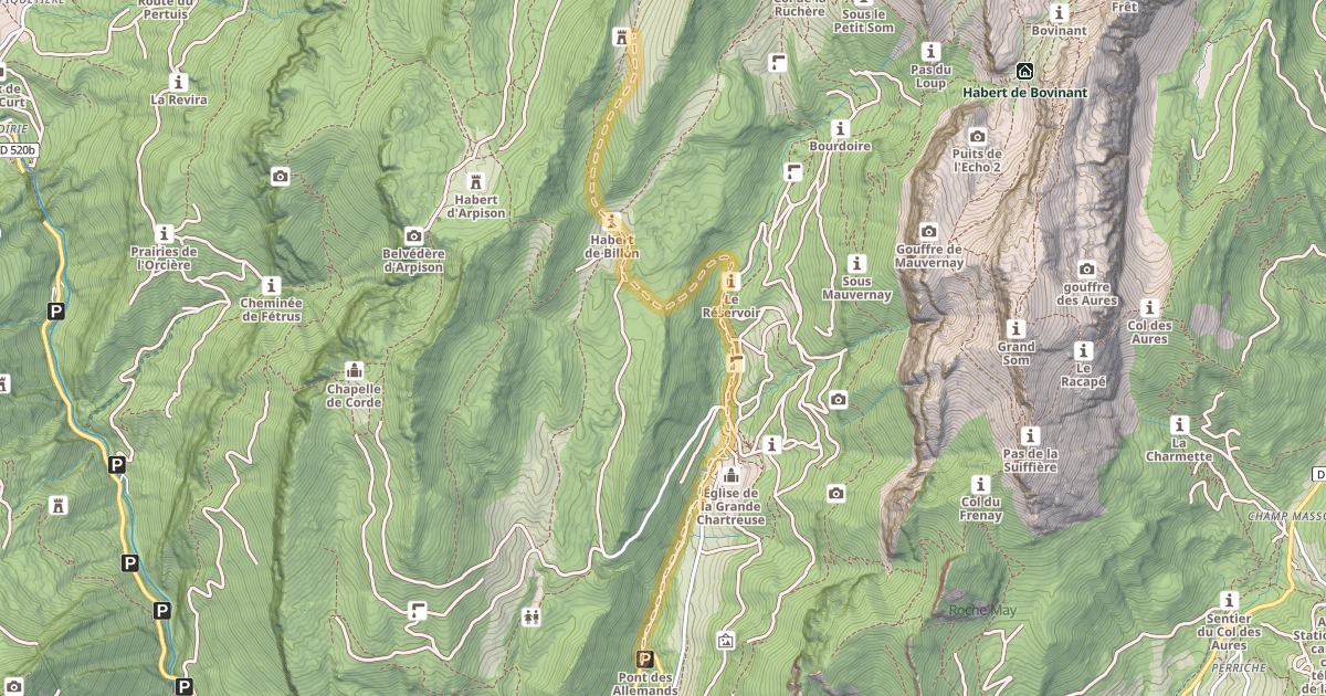 Map preview of Col de l'Aliénard — Pont des Allemands