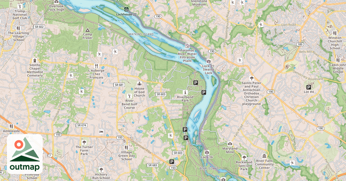 Map of Chesapeake and Ohio Canal Trail
