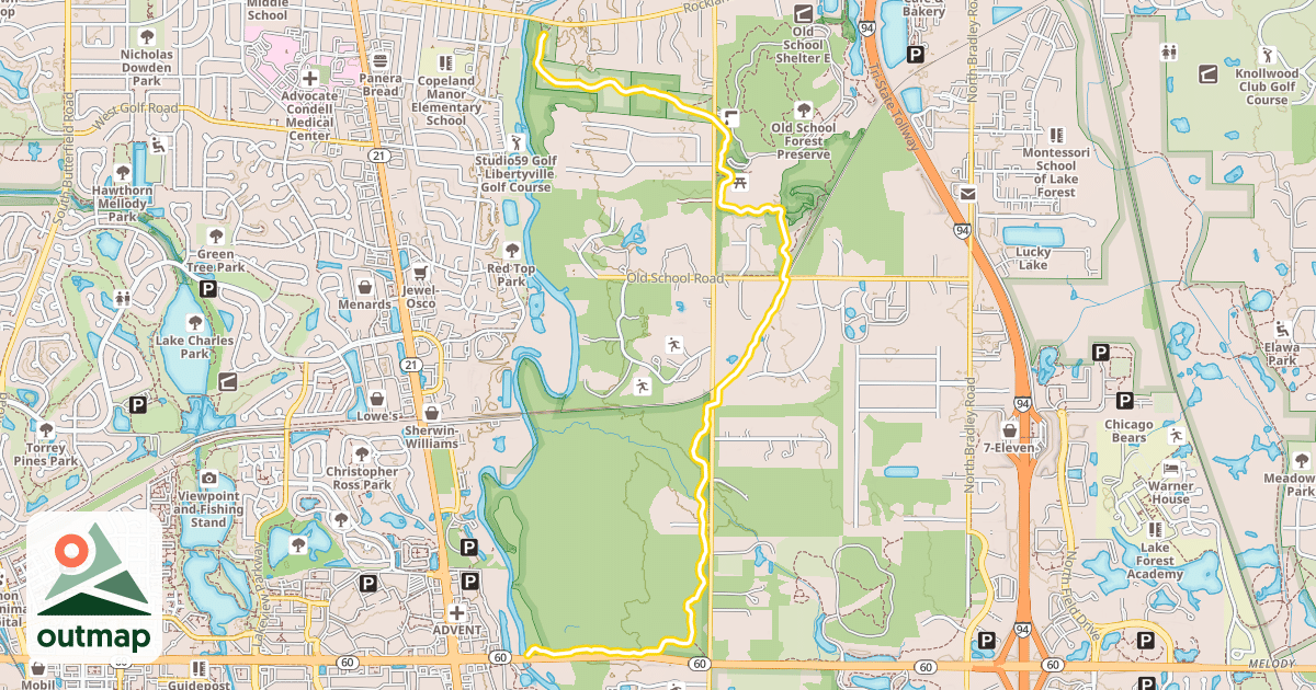 Map of Des Plaines River Trail