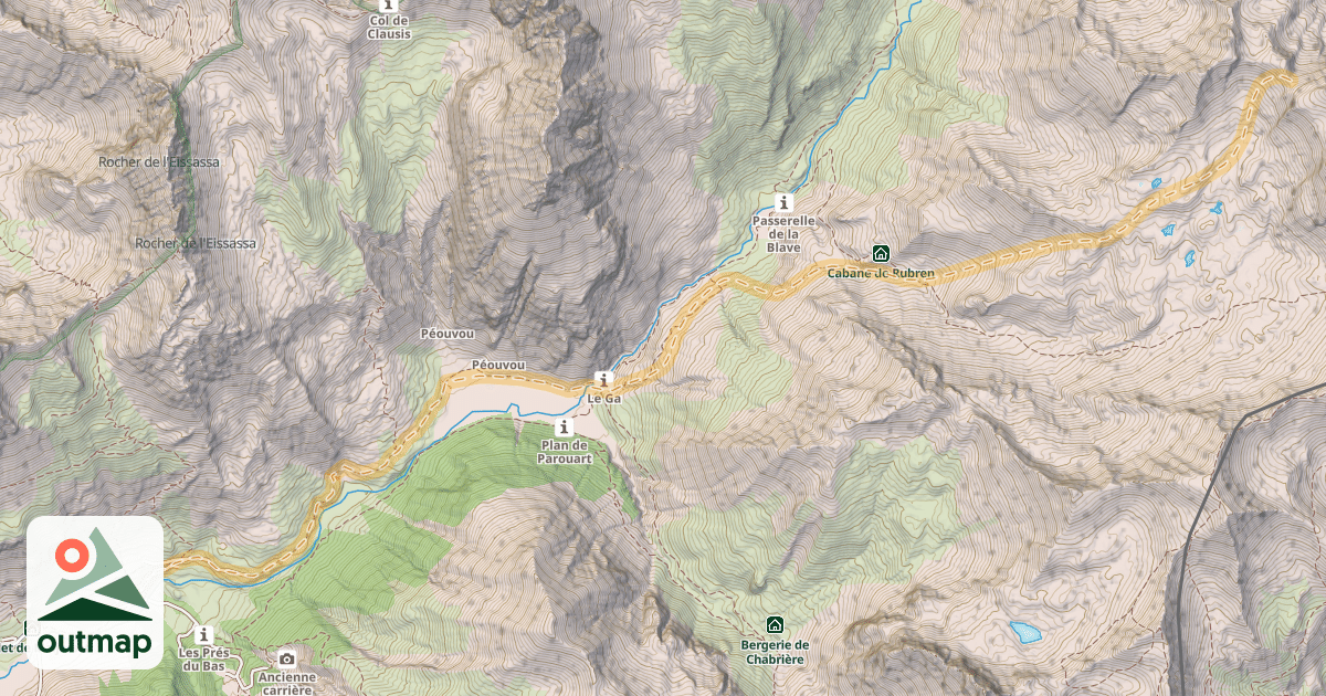 Map of Col oriental de Cornascle — Maljasset