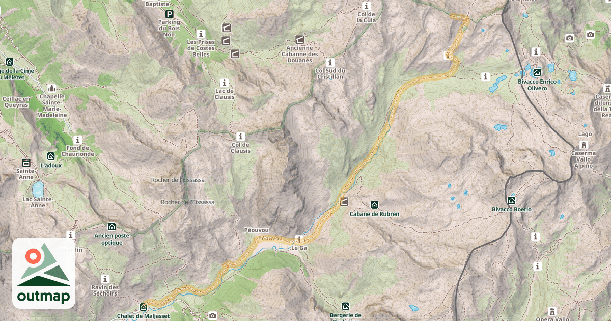 Map of Pic de la Farnéiréta — Maljasset