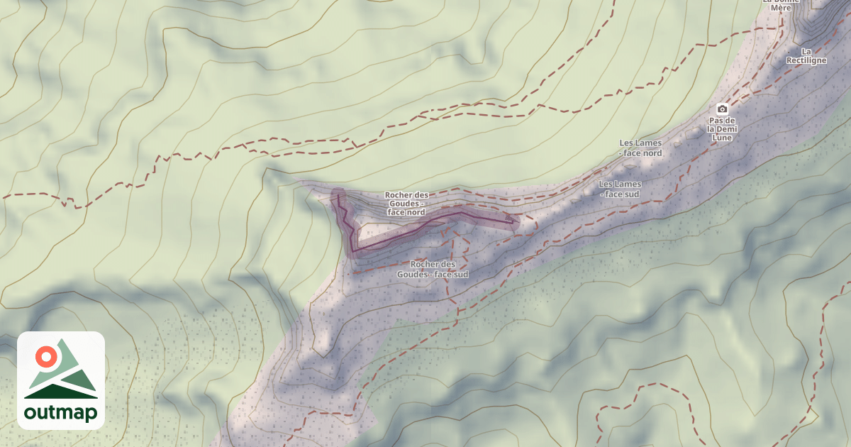 Map of Rocher des Goudes - Face sud
