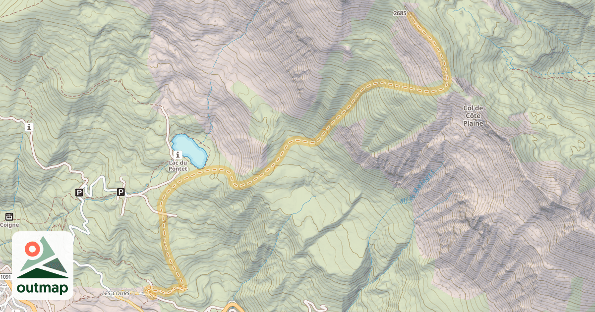 Map of Col de Côte Plaine — Les Cours