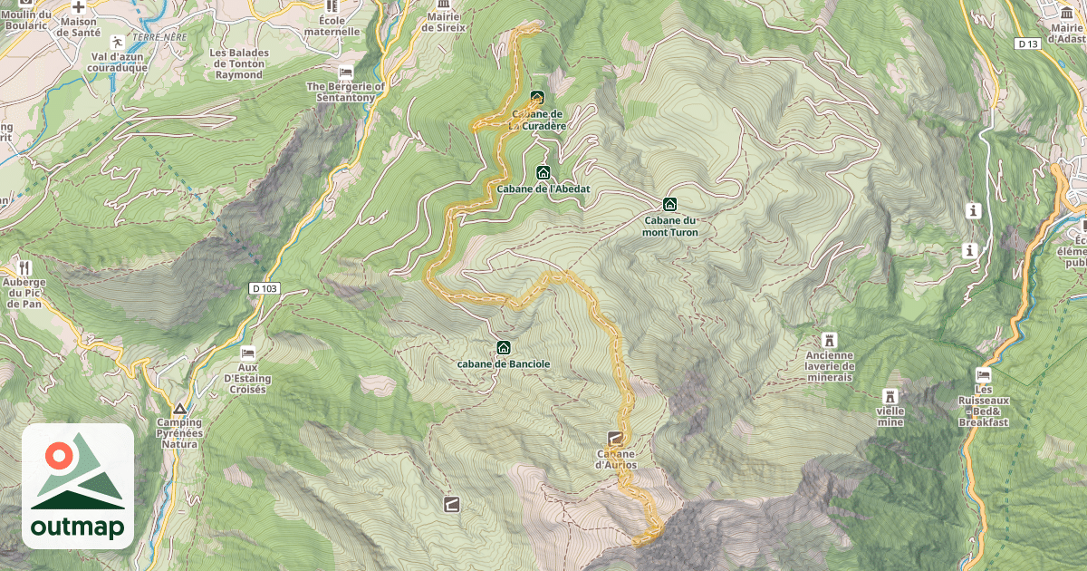 Map of Pic du Cabaliros — Luncet