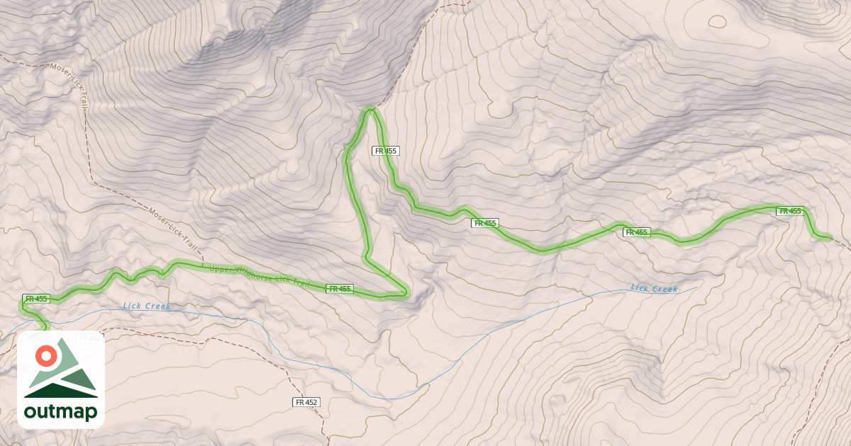 Map of Upper Wildhorse Lick Trail