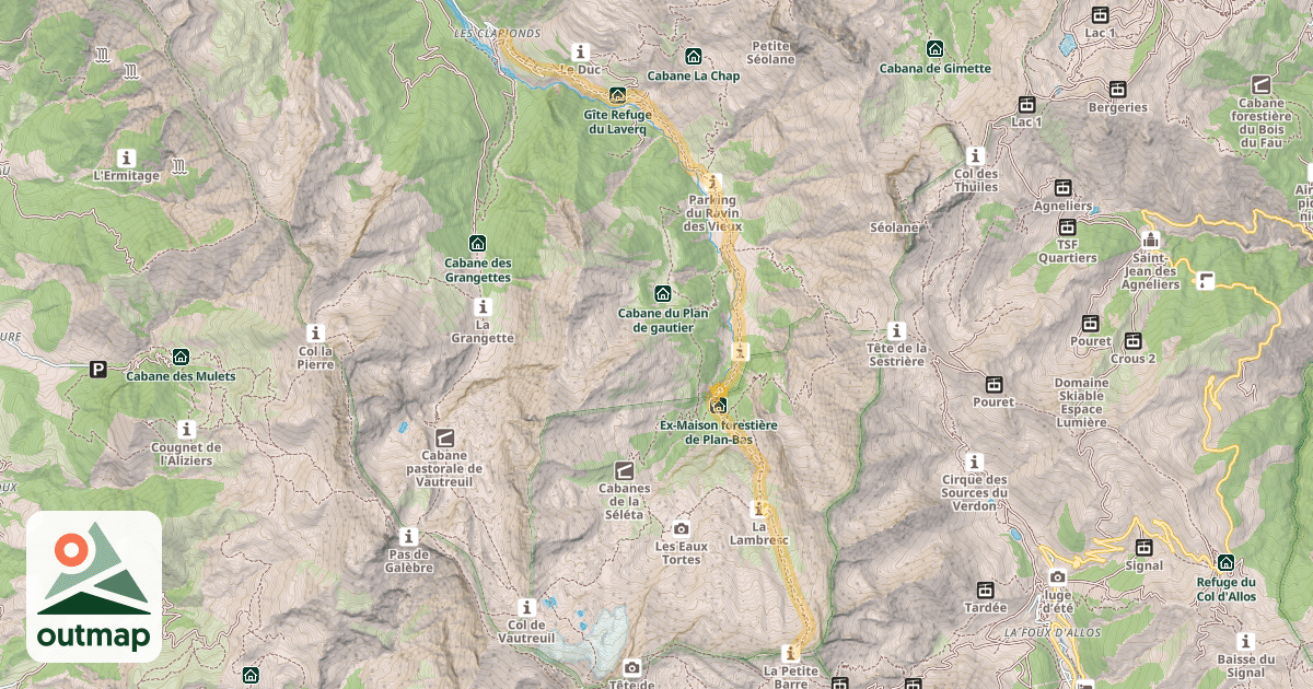 Map of Pas de la Petite Barre — Les Clarionds