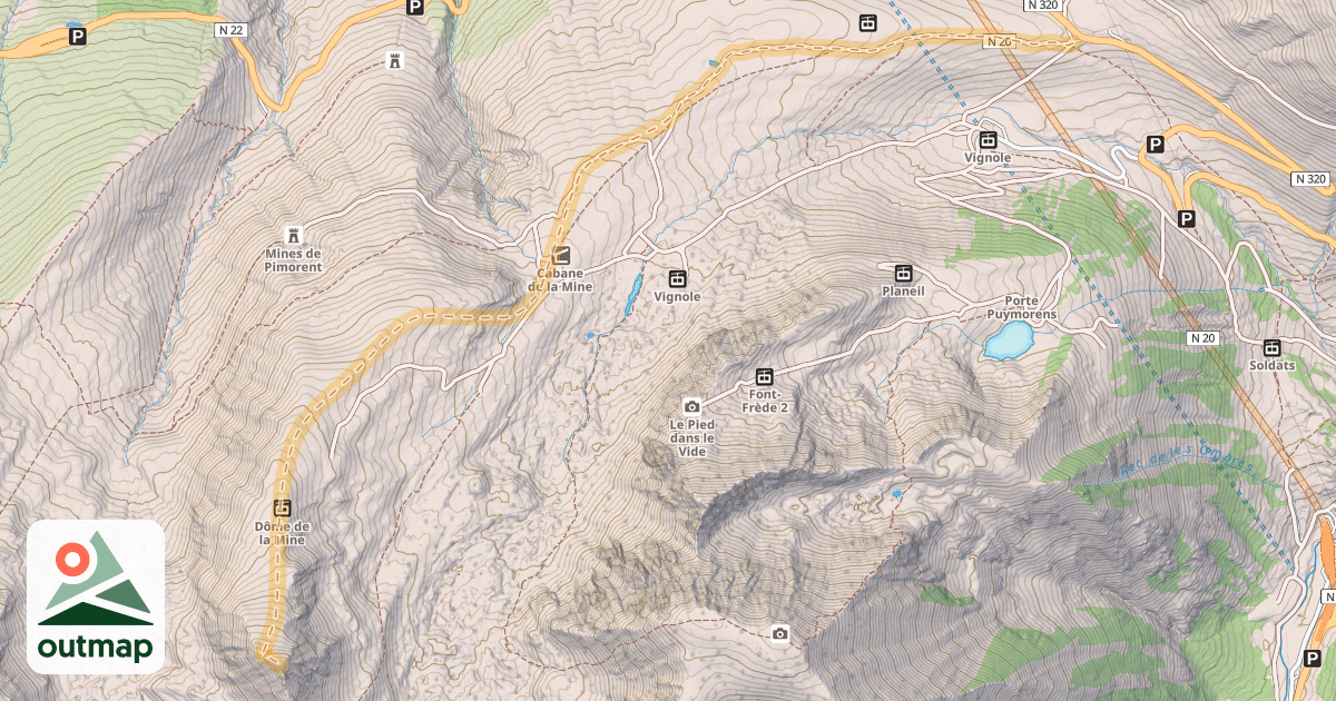 Map of Pic de la Mina — Col de Puymorens