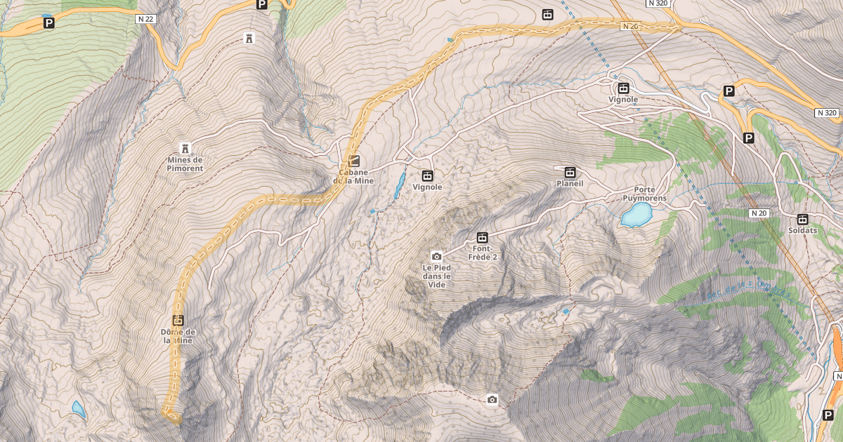 Map preview of Pic de la Mina — Col de Puymorens