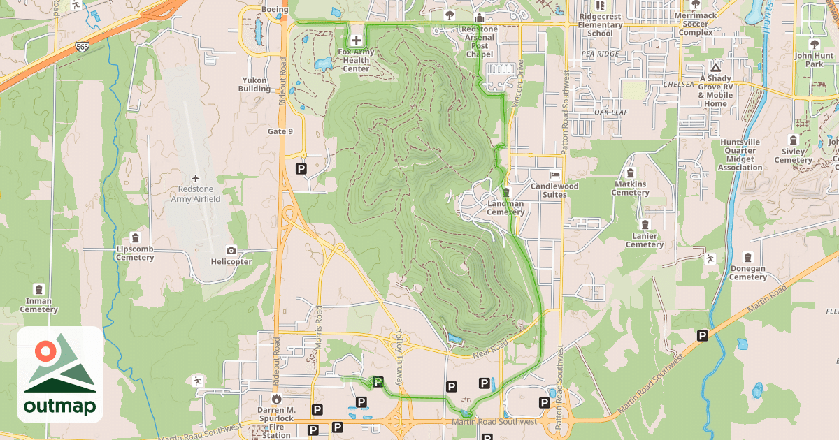 Map of Redstone Arsenal Greenway