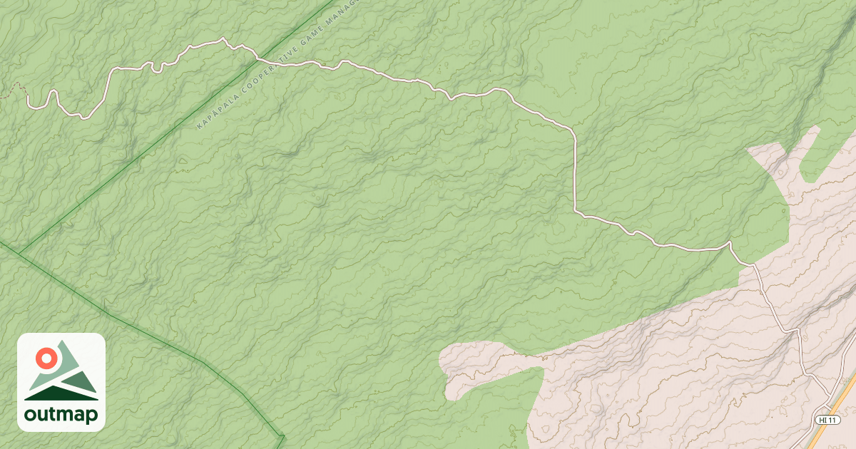 Map of Ainapo Trail Access Road