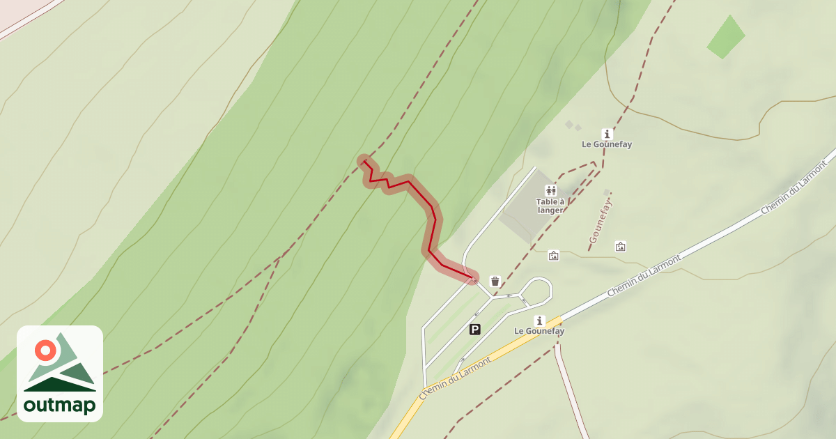 Map of Liaison vers GTJ Pédestre