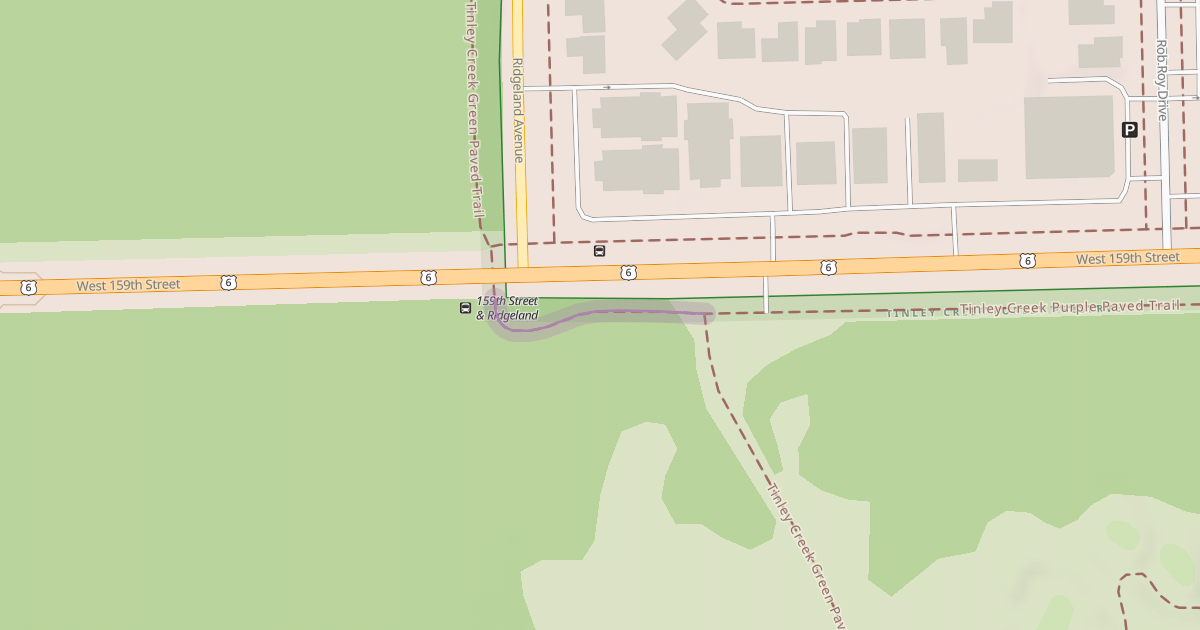 Map preview of Tinley Creek Green Paved Trail