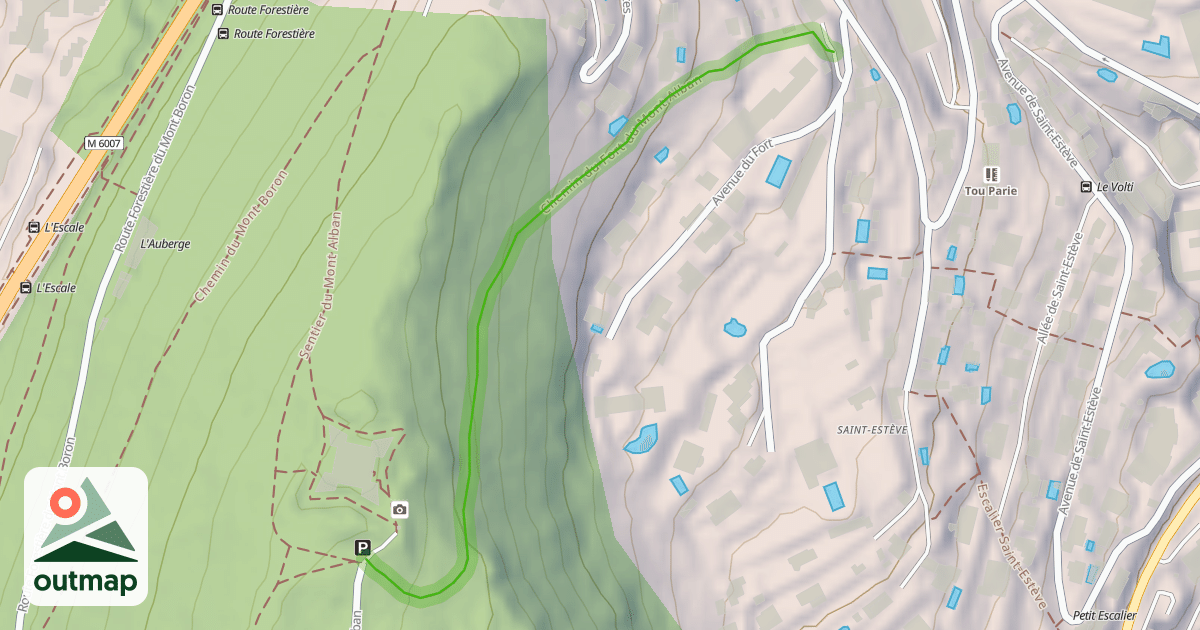 Map of Chemin du Fort du Mont Alban