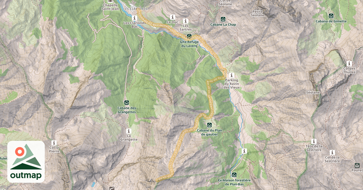 Map of Tête de Chabrière — Les Clarionds