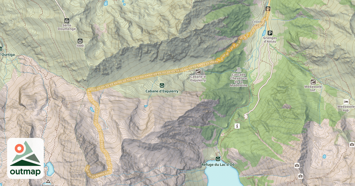 Map of Pic de Nord Nère — Pont d'Astau