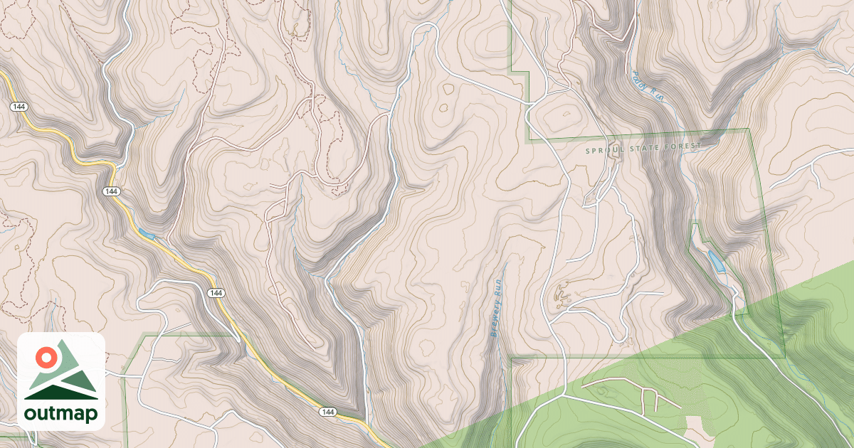 Map of Two Mile Run Snowmobile Trails