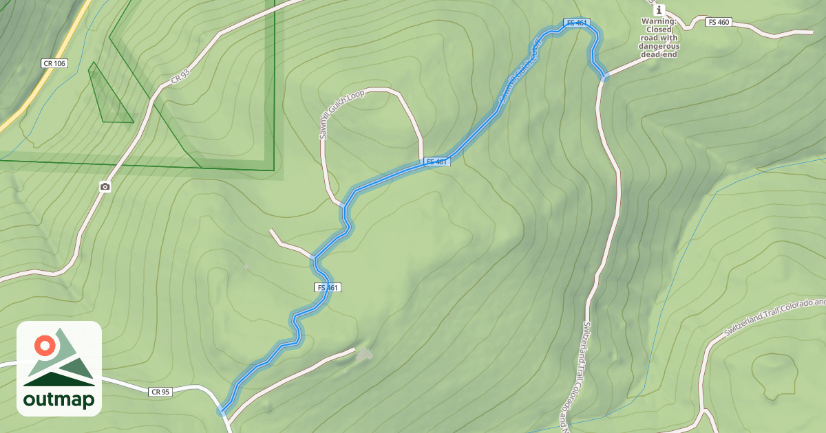 Map of Sawmill Gulch Cutoff