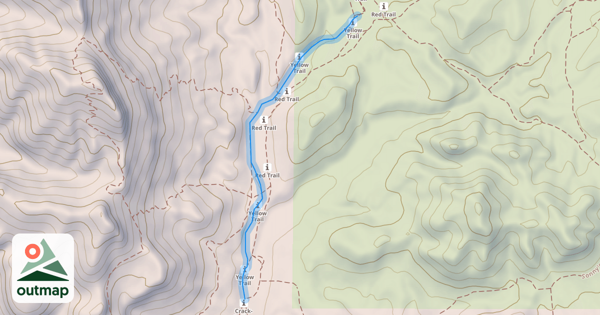 Map of Watershed Loop - Crack Trail (Yellow)