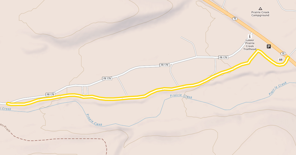 Map preview of Prairie Creek Loop Access