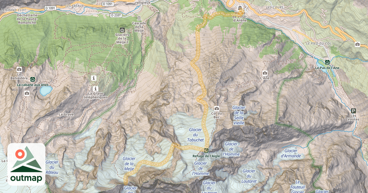 Map of Brèche de la Meije — Villard d'Arêne