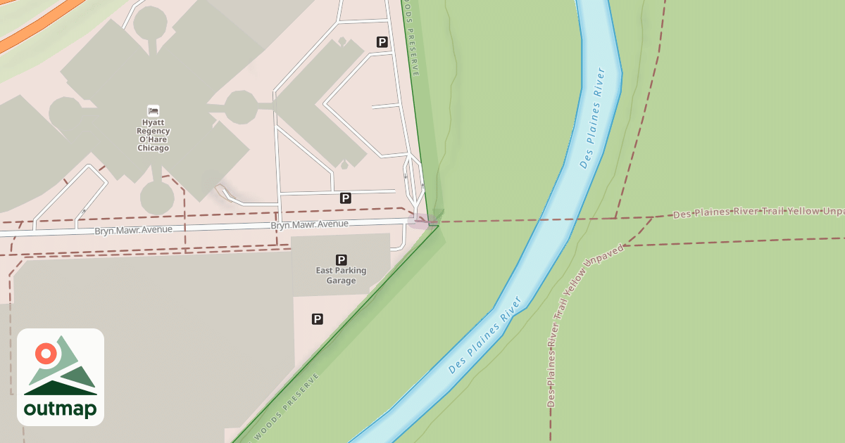 Map of Des Plaines River Trail Green Unpaved Spur (Central)