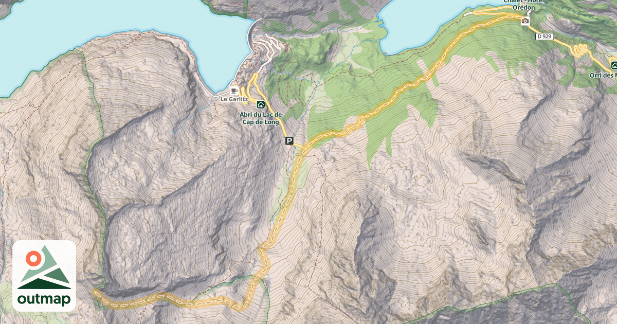 Map of Col d'Estaragne — Lac d'Orédon