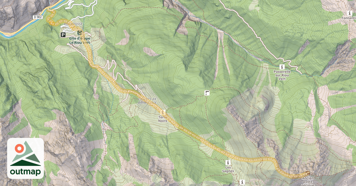 Map of Crête des Chambrettes — Pont de Bramousse
