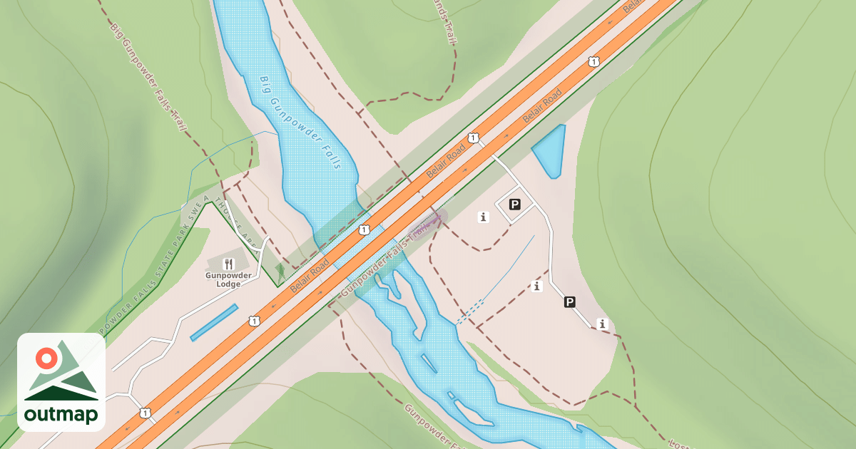 Map of Gunpowder Falls Trail in Baltimore