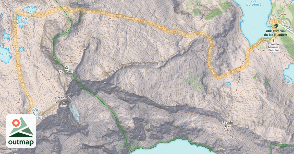 Map of Turon de Néouvielle — Lac d'Aubert