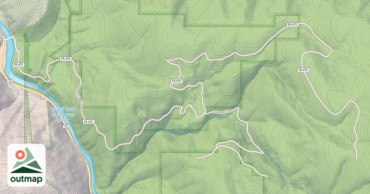 Map of DOWNEY CREEK