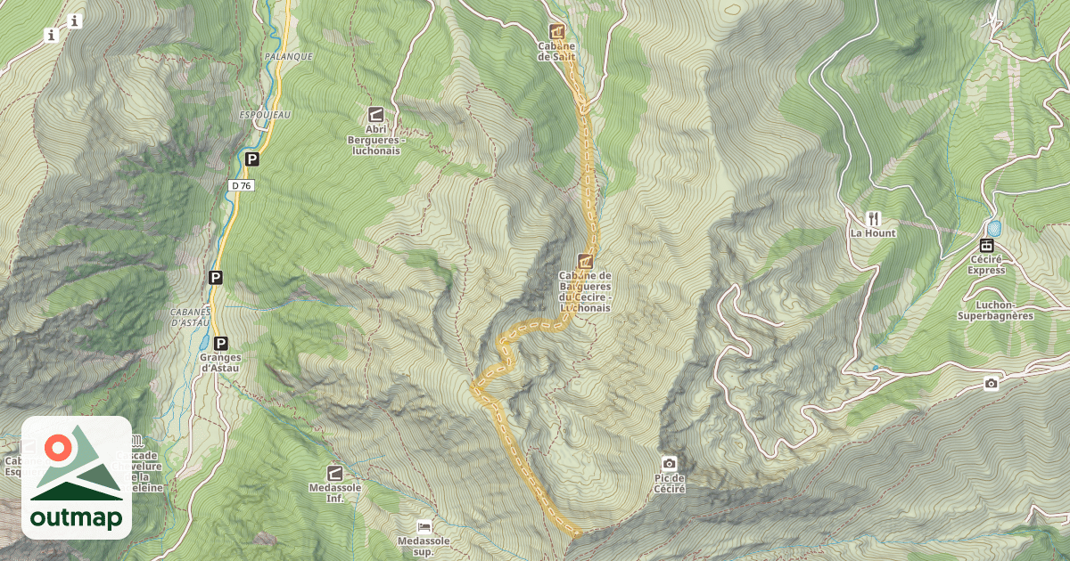 Map of Sommet de la Coume de Bourg — Cabane de Salit