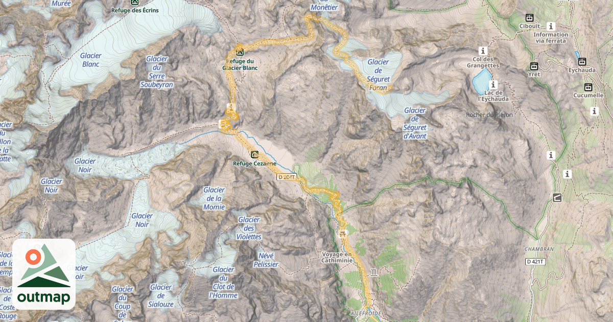 Map of Dôme du Monêtier — Ailefroide