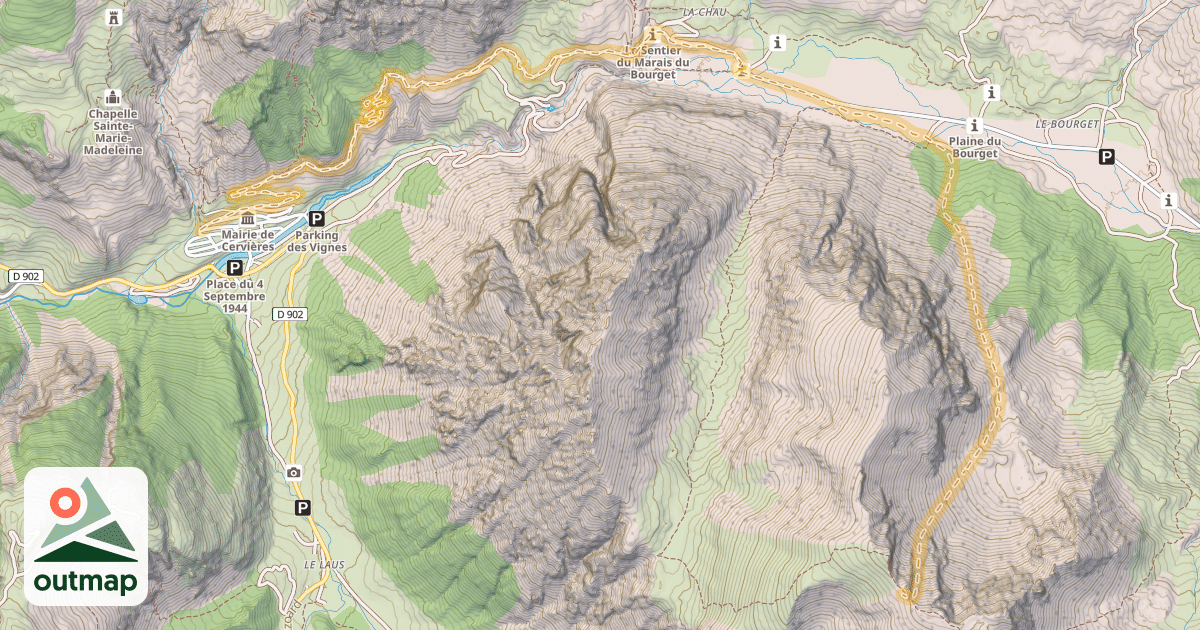 Map of Cime de la Charvie — Cervières