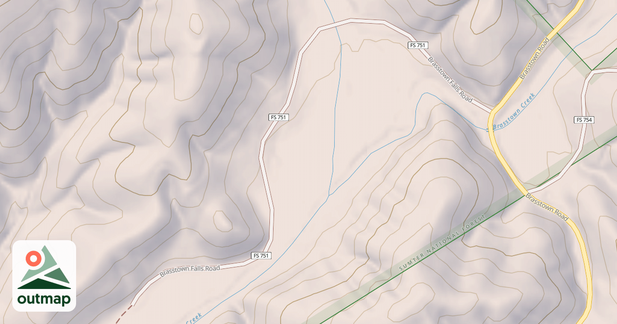 Map of BRASSTOWN FALLS