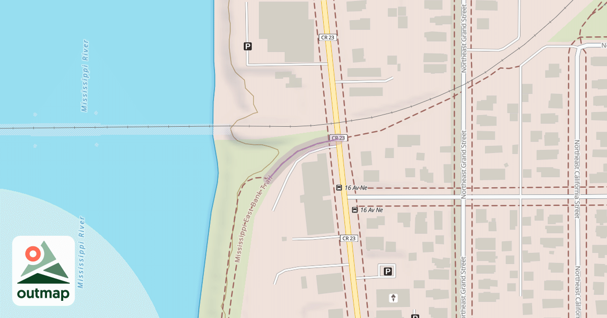 Map of Mississippi East Bank Trail