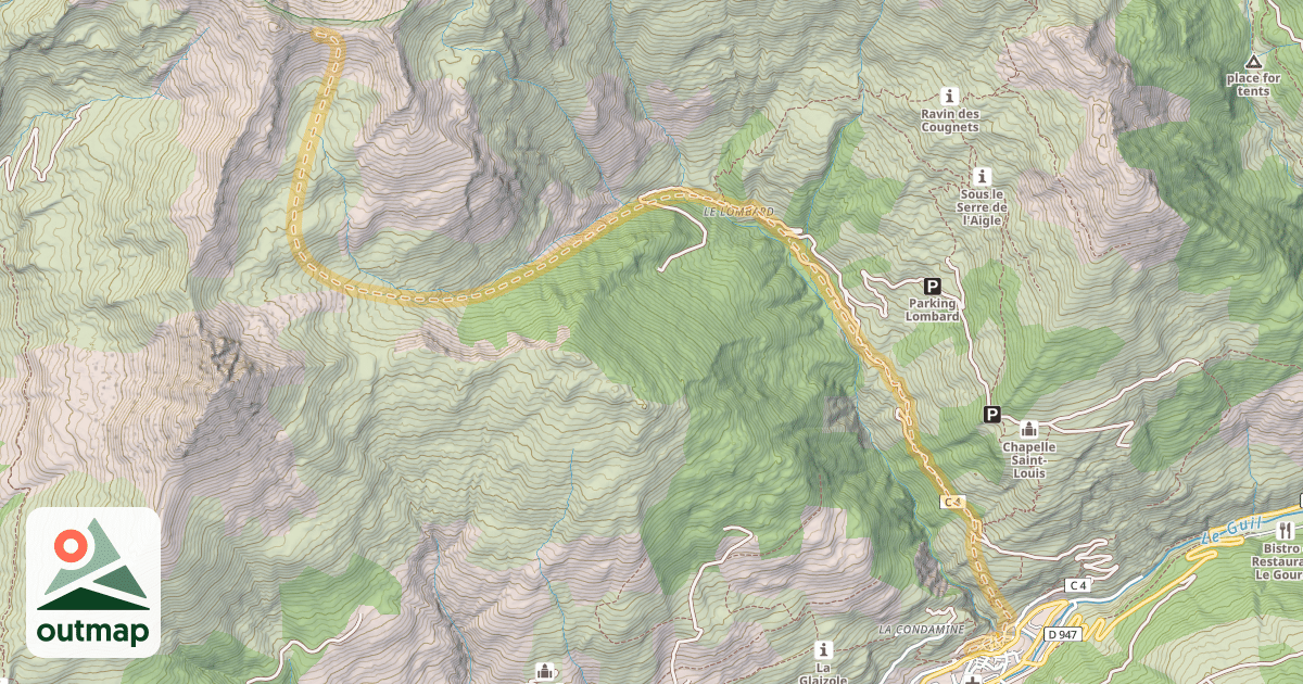 Map of Pic de Fond Queyras — Aiguilles