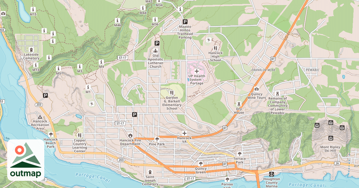 Map of Hancock To Calumet Route