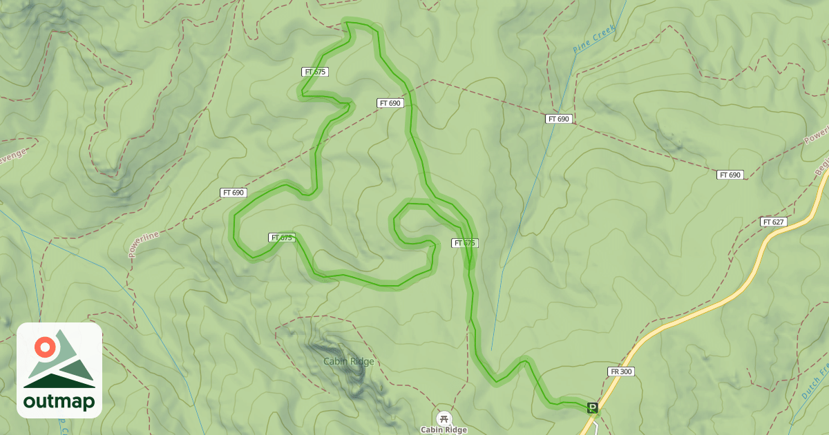 Map of Cabin Ridge Road