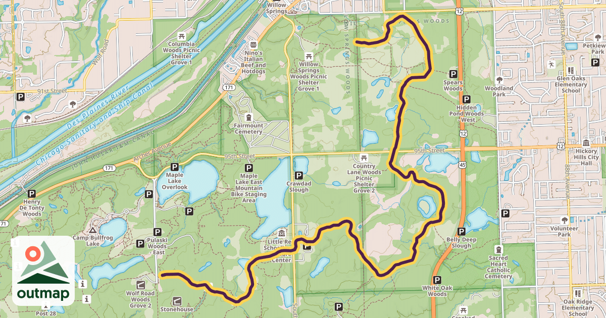 Map of Yellow Unpaved Trail