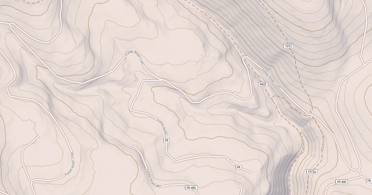 Map preview of USFS National Forest System Roads {34B92039-32EE-45A0-A90D-ED7E1B45532E}