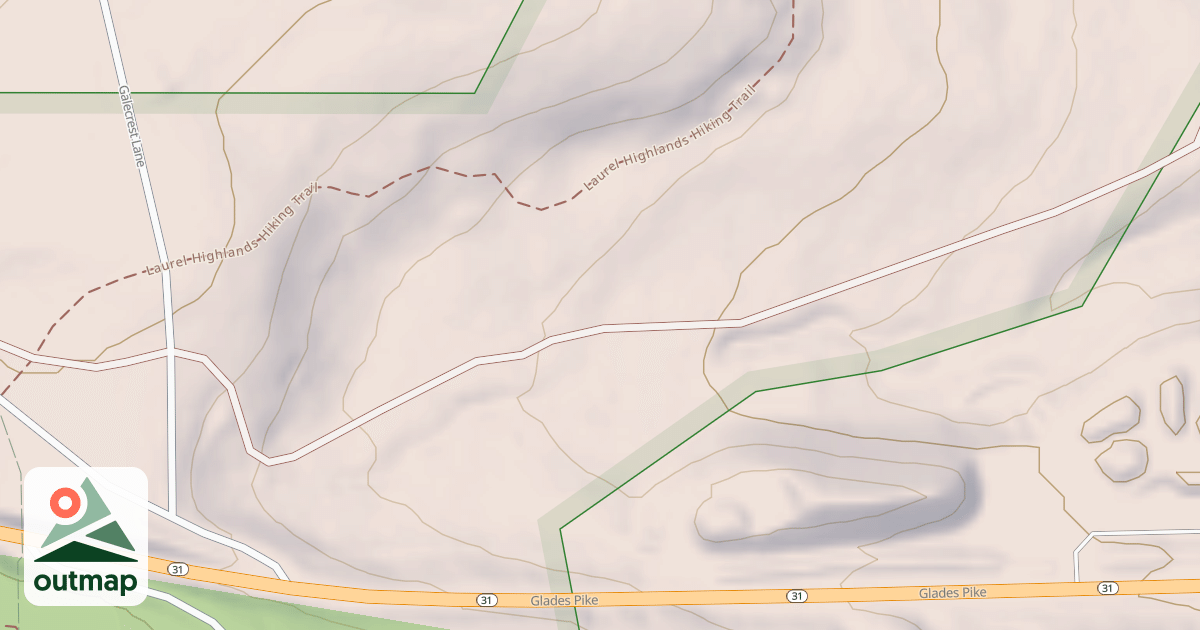 Map of Laurel Highlands Snowmobile Trail (Southern)