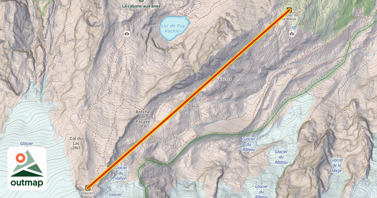 Map of Glaciers de La Meije II