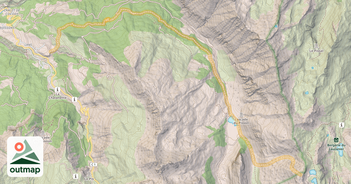 Map of Bosse du Lauzanier — Hameau de Lans