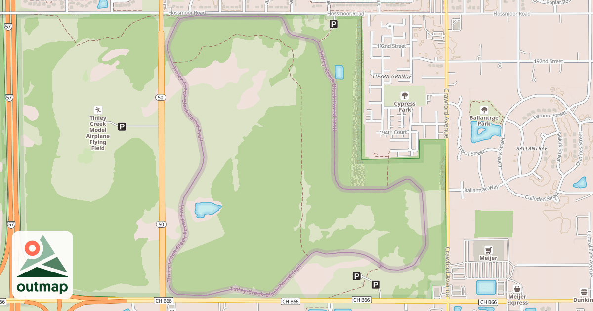 Map of Tinley Creek Paved Trail