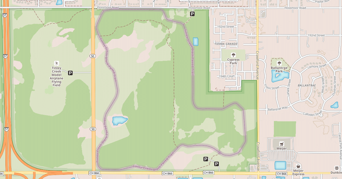 Map preview of Tinley Creek Paved Trail