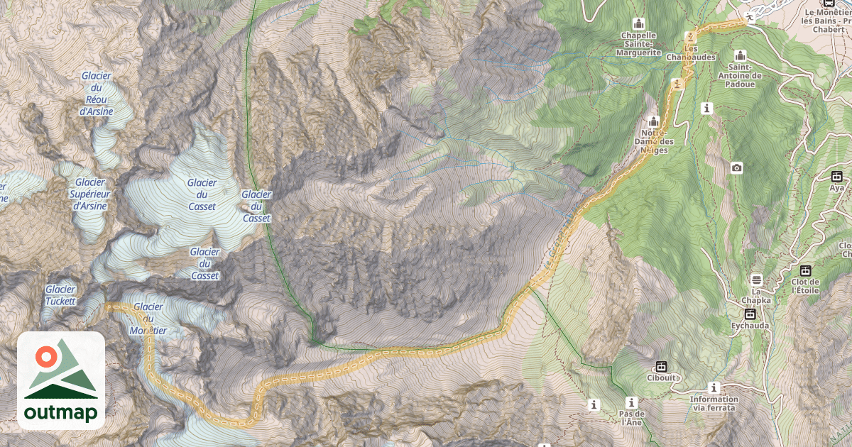 Map of Col Tuckett — Le Monêtier-les-Bains