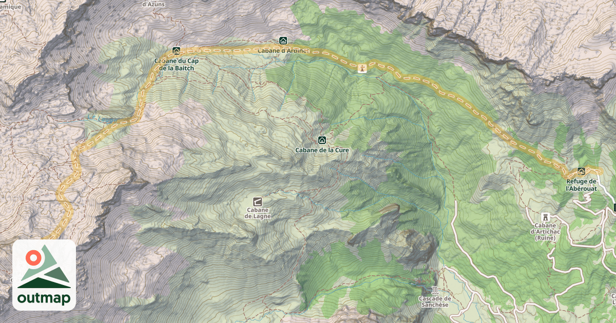 Map of Pic d'Anie ou Ahunamendi — Refuge de l'Abérouat