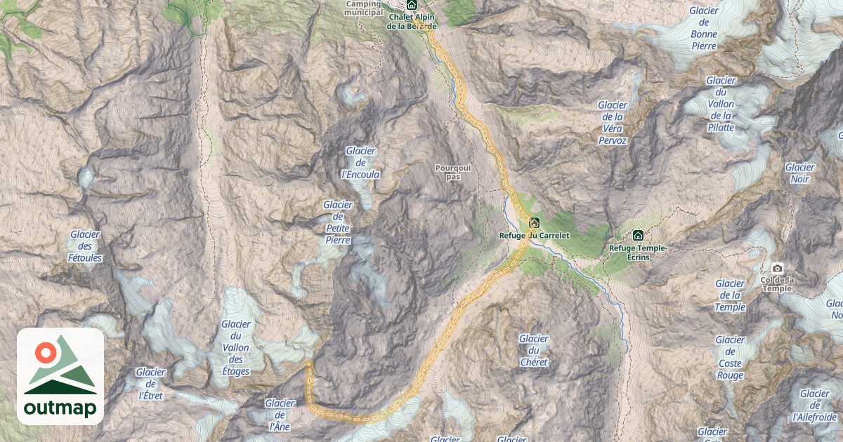 Map of Crête de Clot Châtel — La Bérarde